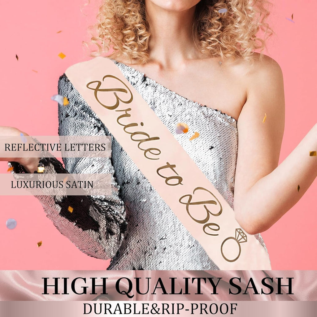 Trgowaul Bachelorette Party Decorations for Women, Rose Gold Bride to Be Banner, Bridal Shower Tiara, Bride to Be Sash&Veil, Bride to Be Cake Topper Bridal Shower Party Decorations Set