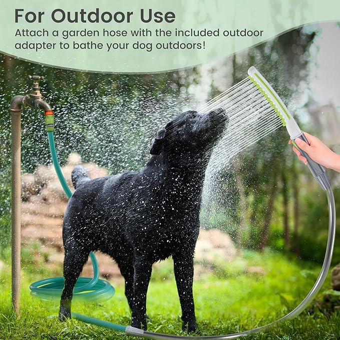 Dog Shower Attachment, Pet Shower Head for Fast and Easy Bathing and Cleaning, Dog Shower Wand With Metal T-Diverter, 8-Foot Hose T-Diverter Adapter For Indoor and Outdoor-PawvioPets