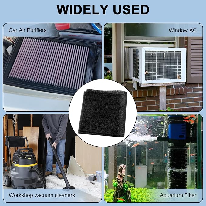 Air Filter Foam Sheet Material, 24" x 12" x 3/8" 30 PPI Filter Foam Sheet, Reusable Air Filter for Cutting and Fitting Purifier, Aquarium, Fish Tank, Air Conditioner-PawvioPets