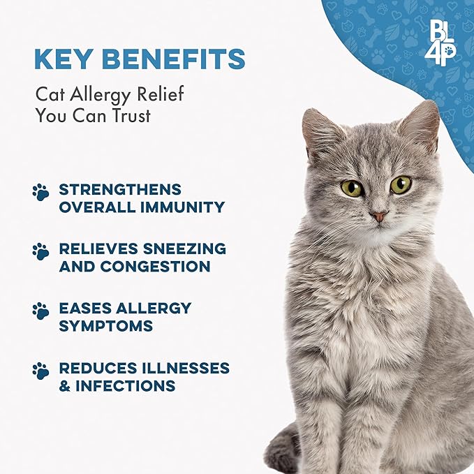 Cat Allergy Relief & Immune Support, Natural Relief for Seasonal Allergies, Itching, Sneezing, Congestion, Runny Nose, and Feline Respiratory Infections, 400 Small Odorless Tasteless Pills-PawvioPets