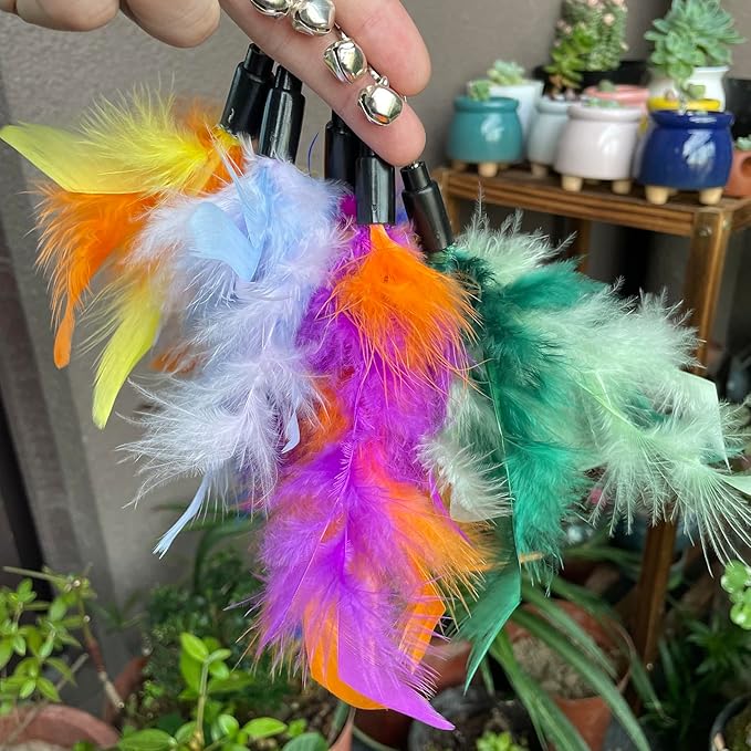 AcceLeah Cat Worm Toy Refills - Assorted Teaser Wand Toys with Bell (11 Pcs)-PawvioPets