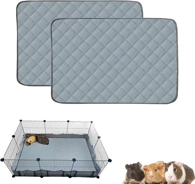 2 Pack Guinea Pig Cage Liners for C&C 2x3 Habitat Washable Guinea Pig Bedding Super Absorbent | Waterproof | Non Slip| Reusable Guinea Pig Pee Pads for Small Animals Cage - 41.3" x 27.6"-PawvioPets