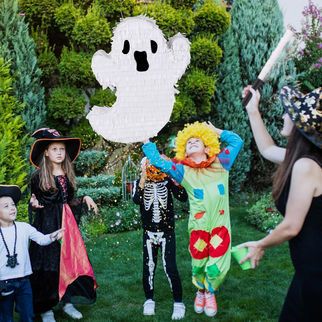Ghost Pinata Halloween Pinata with Stick and Blindfold Holidays Decorations for Halloween Party Supplies Kids Birthday Game Parties Ghost Themed Fillable