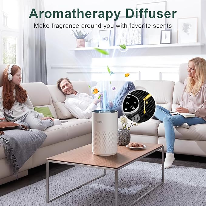 Air Purifiers for Bedroom Home up to 800 ft², Vniup H14 True HEPA Room Air Purifiers for Bedroom, with Fragrance Function Sleep Mode& Light Mode Air Cleaner for Pet Dander Odor Dust Smoke-PawvioPets