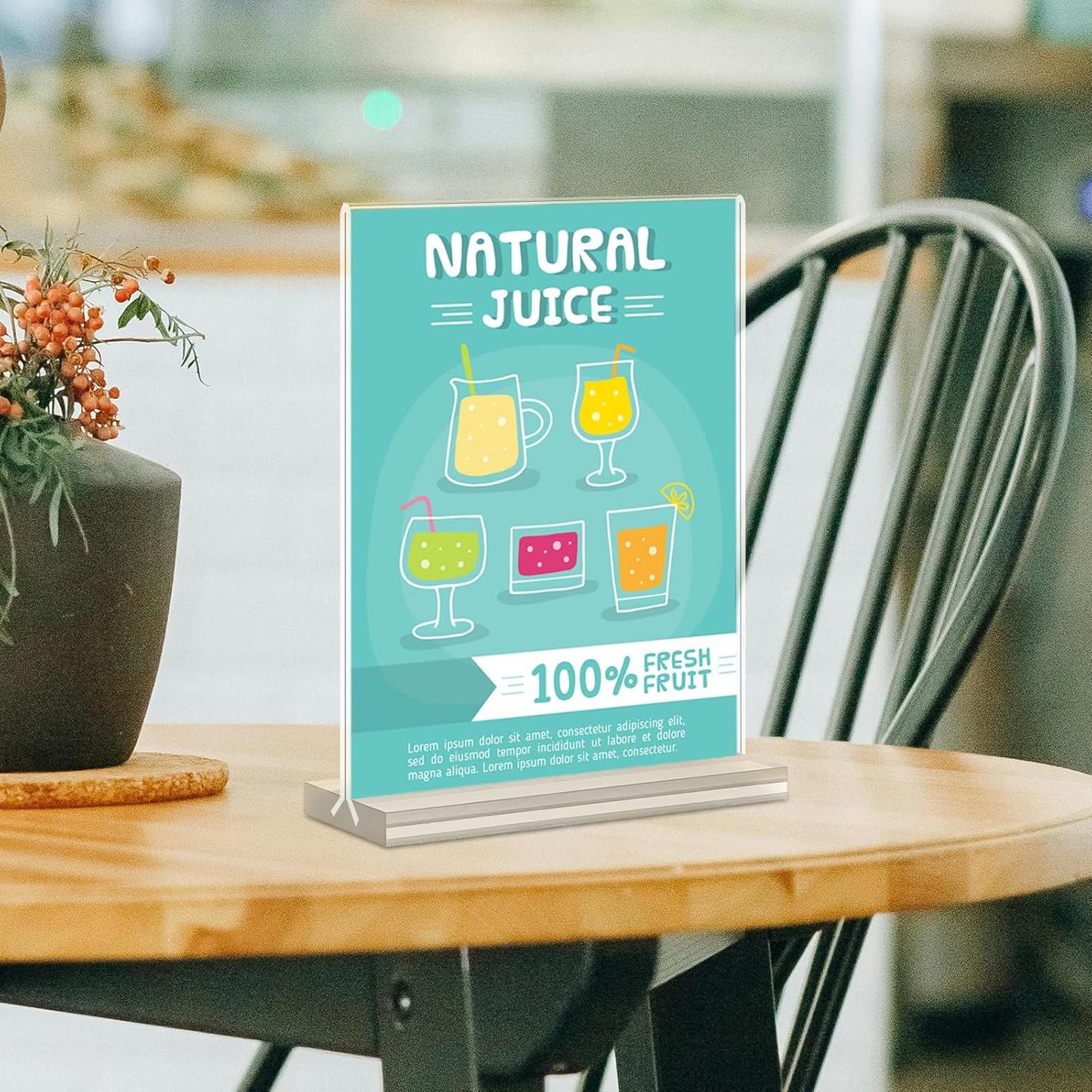 Acrylic Sign Holder, 5x7, 15 Pack Vertical Clear Table Menu Display, Double Sided, Plastic Stand, Suitable for Restaurants, Office, Store, Fair