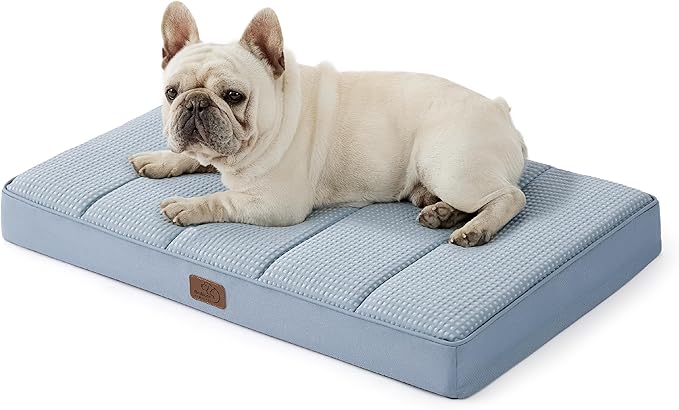 Bedsure Cooling Dog Bed for Small Dogs - Orthopedic Flat Puppy Beds with Removable Washable Cover, Egg Crate Foam Pet Mat, Suitable for Pet Up to 20 lbs-PawvioPets