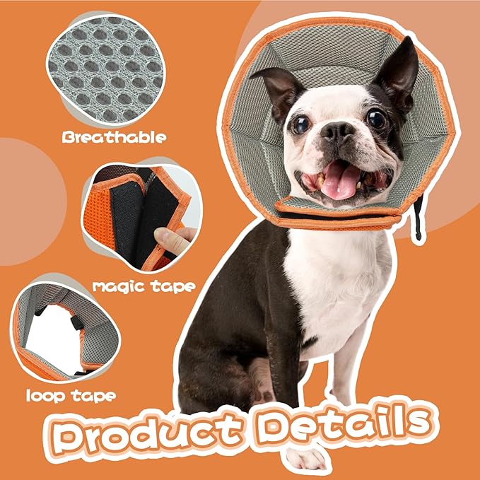 Dog Cone for Large Dogs After Surgery, Soft Dog Cone Collar for Dogs to Stop Licking, Adjustable Comfy E-Collar Alternative Lightweight Post-Surgery Recovery Elizabethan Collar for Pet-PawvioPets