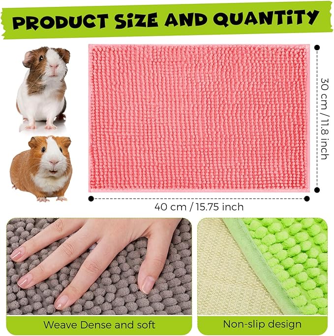Barydat 8 Pcs Guinea Pig Cage Liner for Guinea Pig Cage Bedding Reusable Rabbit Mat Pad Washable Training Pad Animal Sleeping Bedding Mat(16x12'',Gray, Green, Pink, Blue)-PawvioPets