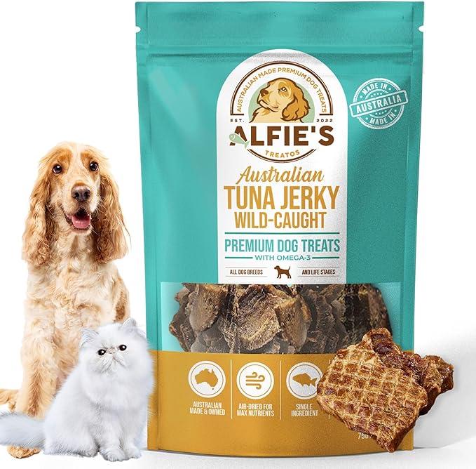 ALFIE'S TREATOS Tuna for Dogs & Cats (2.65 oz), Air-Dried Dog Treats, Omega-3 Food Topper & Training Reward, Australian Wild-Caught, Single Ingredient, Freeze-Dried Alternative-PawvioPets