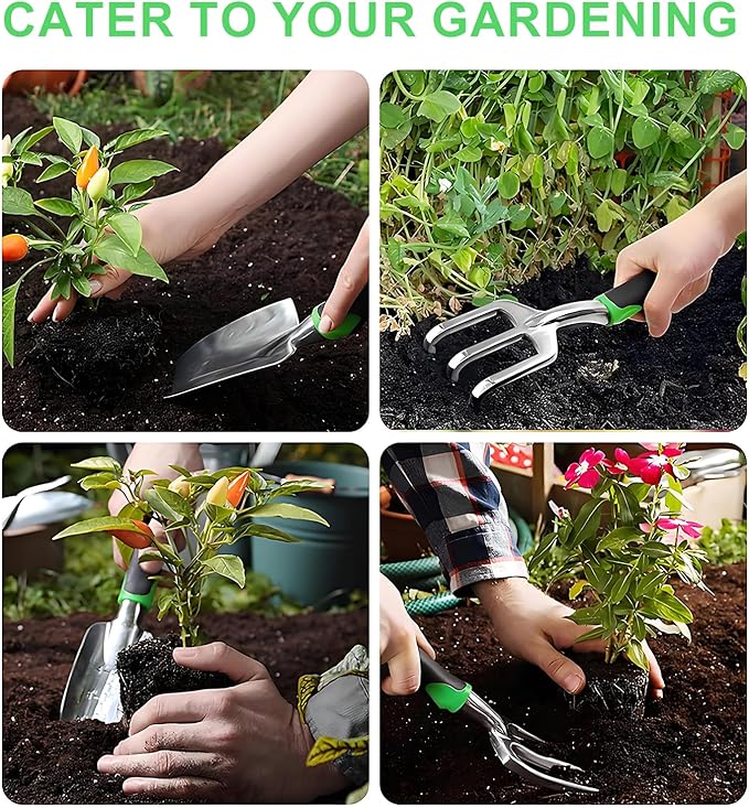 8-Piece Heavy-Duty Gardening Tools with Ergonomic Handles and Storage Bags Make A Wonderful Gift for Parents-PawvioPets