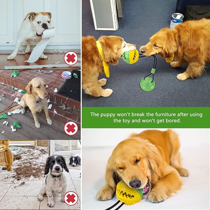 Dog Toys, Dog Chew Toys for Aggressive chewers, Puppy Training Treats Teething Rope Toys for Boredom, Puzzle Treat Food Dispensing Ball for Puppies Teething Small Dogs (Green)-PawvioPets