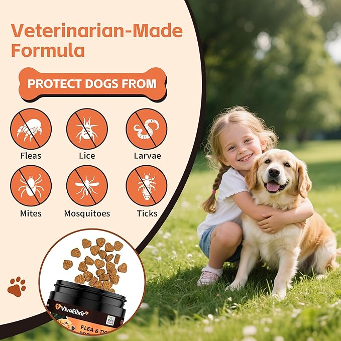 Flea and Tick Prevention for Dogs – 200 Soft Chews - Dog Flea and Tick Treatment & Oral Flea Pills – Skin & Coat Health - Made in USA - for Small, Medium, Large Dogs-PawvioPets