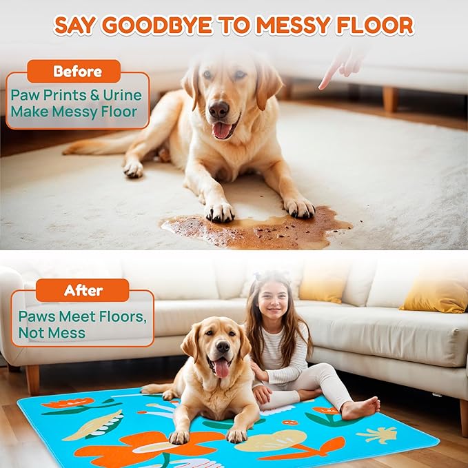 BurgeonNest Washable Pee Pads for Dogs, 2 Pack 54''x54'' Super Absorbent, Leakproof & Non-Slip Reusable Potty Pads for Puppy Playpen, Crate, Whelping Box, Potty Training, Blue-PawvioPets