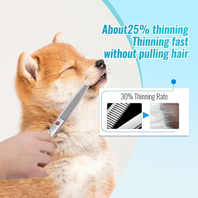 Dog Grooming Scissors: 7 inch Pet Thinning Shears Made Of Japanese 440c Advanced Stainless Steel Professional Grooming Scissors for Dogs Cats and Other Pets-PawvioPets