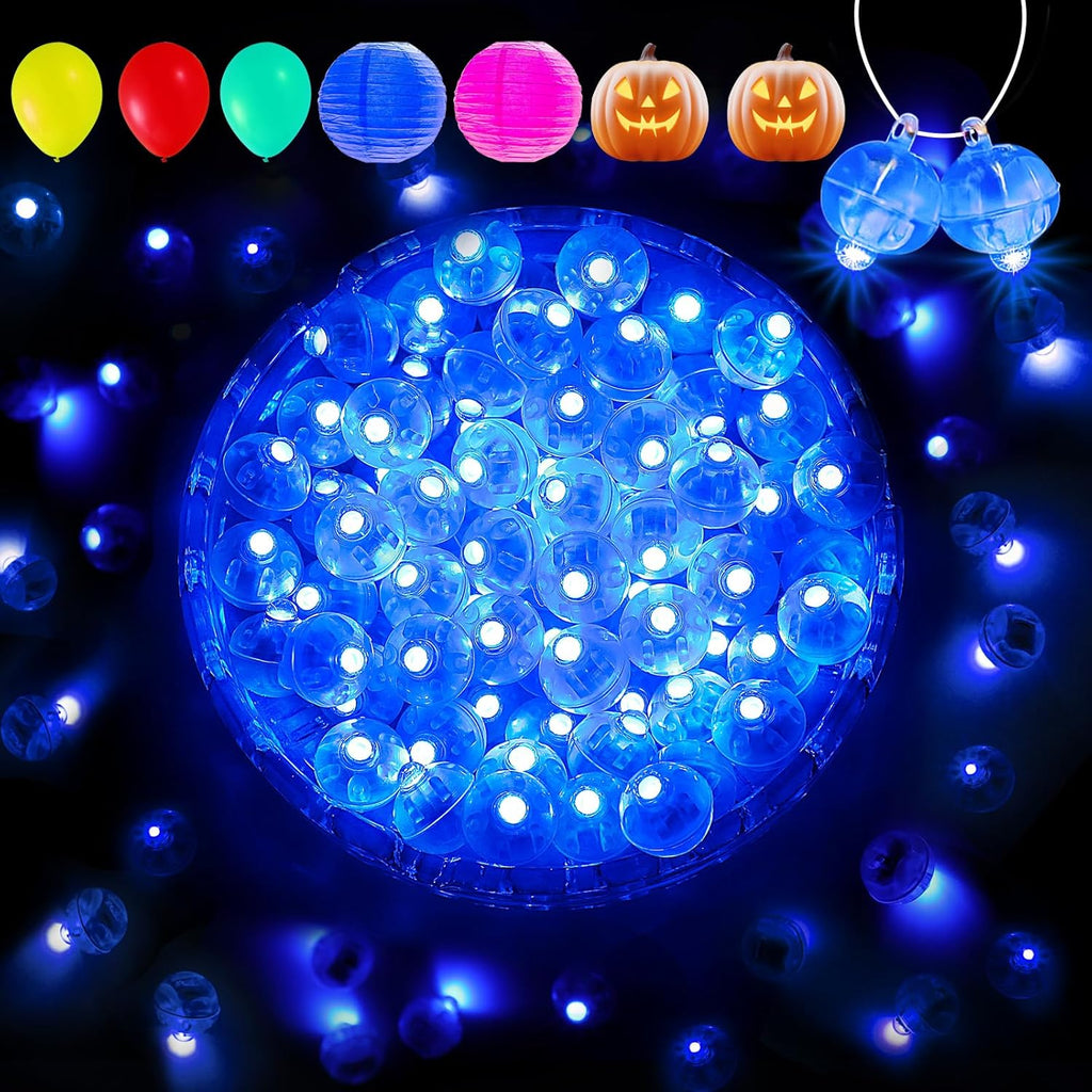 Aogist 50Pcs Balloon Lights with Hook,Long Standby Time,Waterproof Mini Light for Birthday Party Wedding Christmas Halloween Easter Decorative (Steady, Blue)