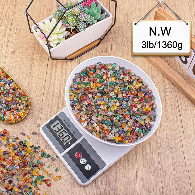 Colorful Agate Crystal Stones Crushed Quartz Chips Bulk 3 Lb, Natural Polished Tumbled Gemstones Gravel Rocks for Aquarium, Garden and Home Decoration-PawvioPets