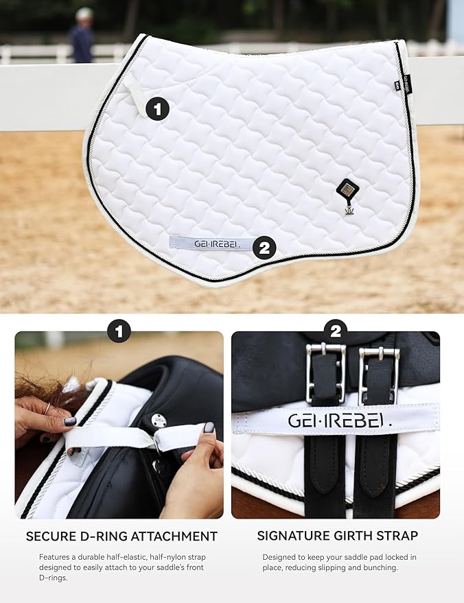 Close Contact Non-Slip Design Horse Riding Pad Moisture-Wicking Shock Absorbing English Saddle Pad for Horses-PawvioPets