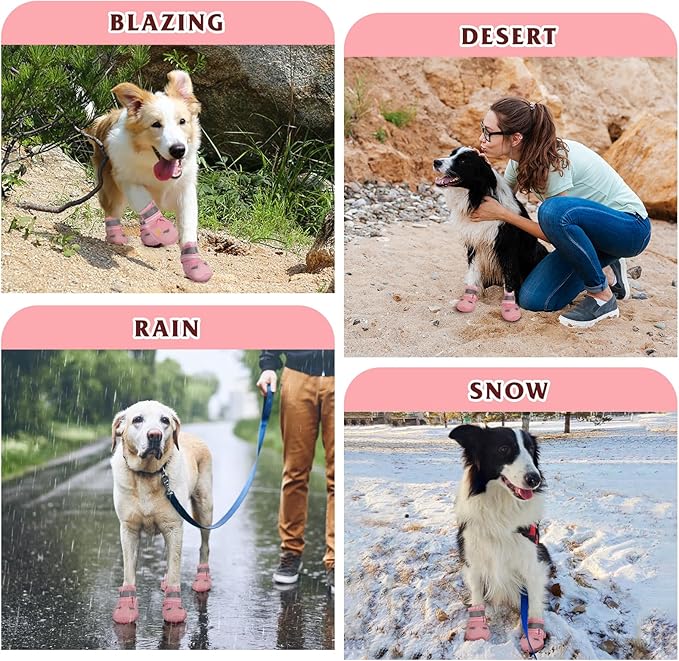 Dog Shoes for Large Medium Small Dog, Mesh Breathable Dog Shoes for Hot Pavement, Anti-Slip Dogs Boots Paw Protectors with Reflective for Outdoor Walking Indoor Hardfloors (Size 6)-PawvioPets