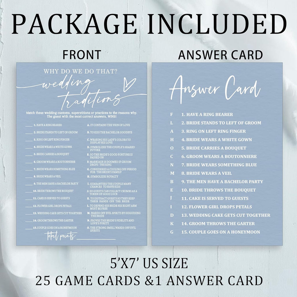 Fun Wedding Games Set - 25 Bridal Shower Games Cards, Engaging Bridal Party Entertainment for Wedding Shower, Engagement Party & Reception Fun a Must-Have for Minimalist Newlywed Game - B01