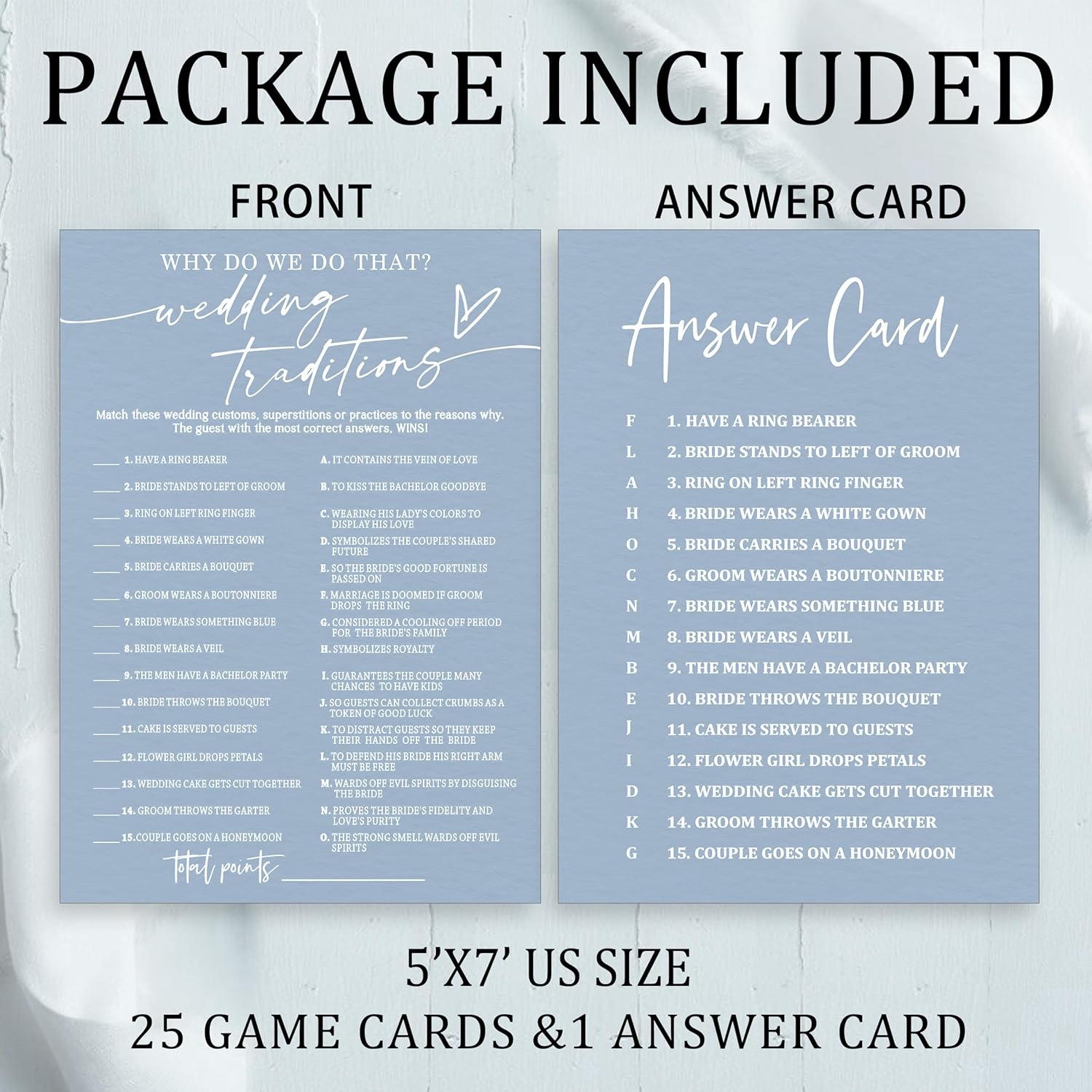 Fun Wedding Games Set - 25 Bridal Shower Games Cards, Engaging Bridal Party Entertainment for Wedding Shower, Engagement Party & Reception Fun a Must-Have for Minimalist Newlywed Game - B01