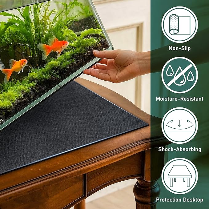 15 x 30 x 0.2 Inches Aquarium Leveling Mat 2PCS/Set Neoprene Non-Slip Shockproof Fish Tank Pad Waterproof Textured Surface for Uneven Surfaces Durable Fish Tank Mat with Easy-Cut Edges-PawvioPets
