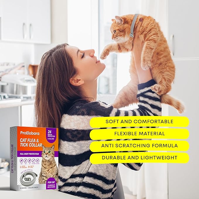 Flea and Tick Prevention Collars for Cats: Effective Pet Flea & Tick Treatment for Cats - Waterproof Adjustable Flea Tick Collars for Large & Small Cat, Outdoor Fleas Ticks Control for Kittens 4 Pack-PawvioPets