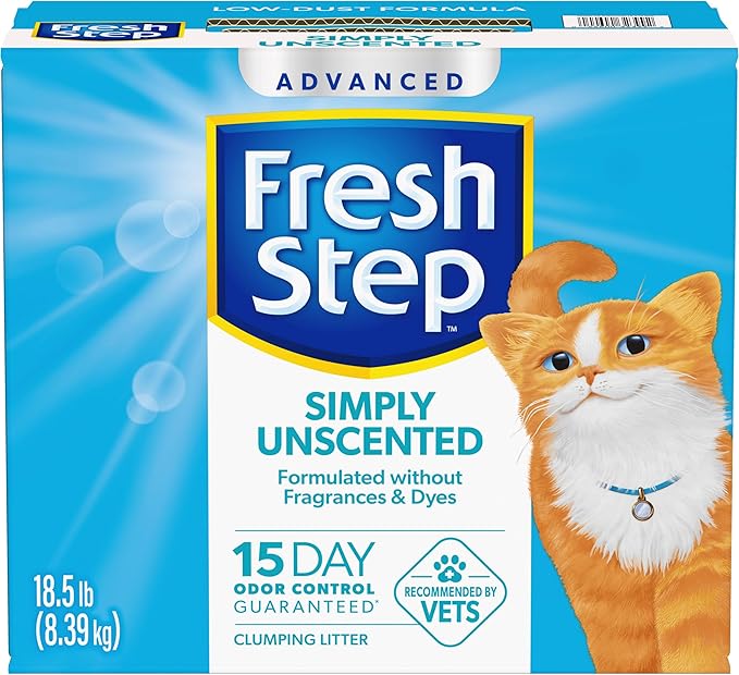 Fresh Step Advanced Simply Unscented Clumping Litter, Fresh Step Unscented Cat Litter Fights Odor on Contact, 18.5 lb. Box-PawvioPets