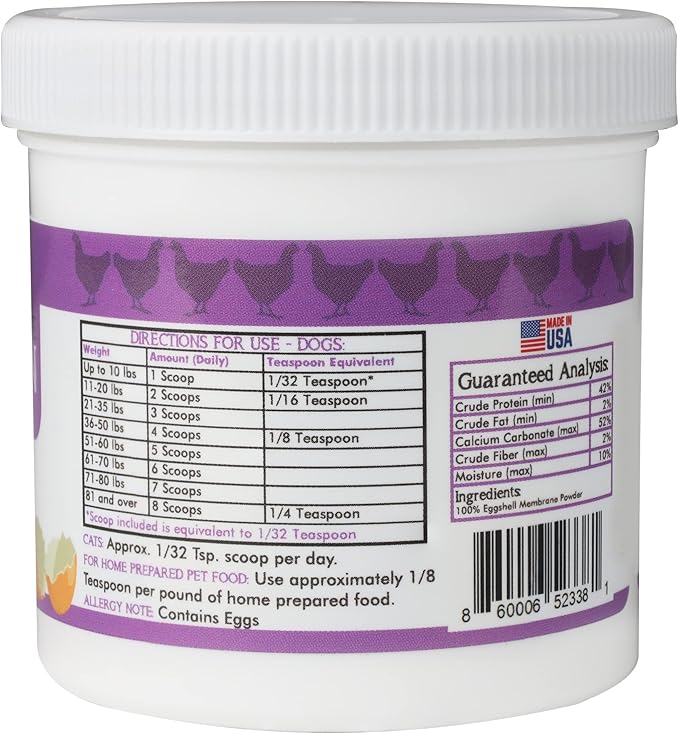 Eggshell Membrane Collagen for Dogs - Non-Gelatin and Non-Bone Marrow Based, All Natural Premium Dog Collagen Powder from Eggshell Membranes: Supports Pet HIPS, Joints, Nails, Fur and Digestion.-PawvioPets