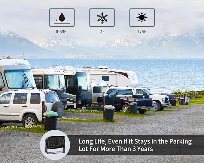 FOOKOO Ⅱ HD Backup Camera System Kit,7" 1080P Reversing Monitor+IP69 Waterproof Rear View Camera,Sharp CCD Chip, 100% Not Wash Up,Truck/Semi-Trailer/Box Truck/RV (FHD1-Wired)-PawvioPets