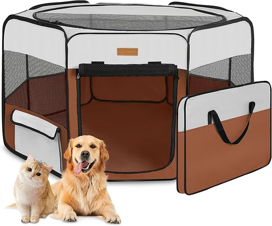 Dog Playpen, Portable Pet Play Pen for Cat, Puppies, Rabbits, Chickens, Foldable Large-Capacity Pet Tent for Indoor/Outdoor Travel Camping (Size XL Without Carry Bag)-PawvioPets