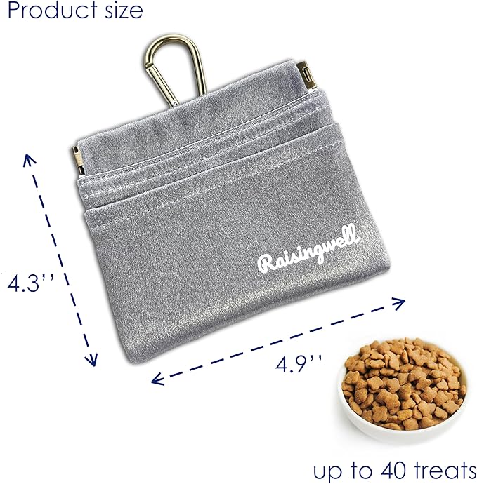 Dog Treat Pouch, Pocket Sized Pet Training Pouch, Hand Free Bronze Dog Walking Bag with Carabiner, Self-Closing Pet Feed Snack Reward, for Puppy Travel or Outdoor Use, NanoPTC-PawvioPets