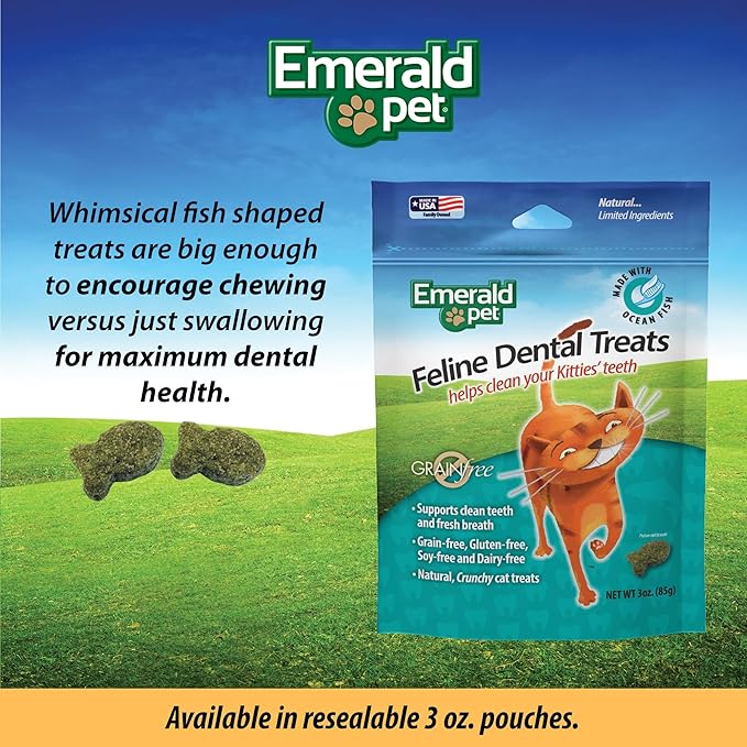 Feline Dental Treats — Tasty and Crunchy Cat Dental Treats Grain Free — Natural Dental Treats to Clean Cat Teeth, Freshen Cat Breath, and Reduce Plaque and Tartar Buildup — Ocean Fish Treats, 3 oz-PawvioPets