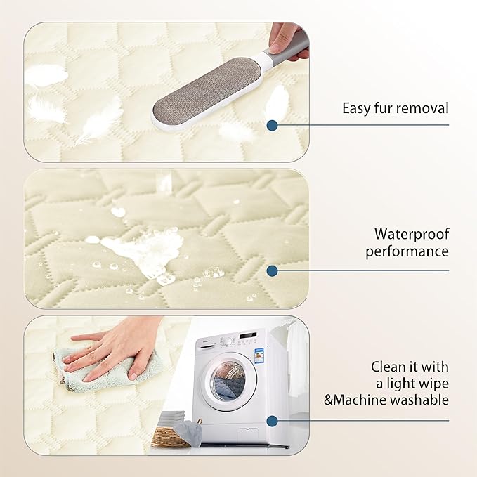 gogobunny 100% Double-Sided Waterproof Dog Bed Cover Pet Blanket Sofa Couch Furniture Protector for Puppy Large Dog Cat, Reversible (30x30 Inch (Pack of 1), Dark Cream/Light Cream)-PawvioPets