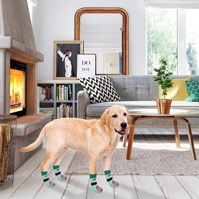 BEAUTYZOO Anti-Slip Dog Socks,Dog Shoes for Hot/Cold Pavement,Paw Protectors with Grips 3 Pairs for Puppy Small Medium Large Senior Old Dogs,Dog Socks to Prevent Licking and Hardwood Floor Protection-PawvioPets