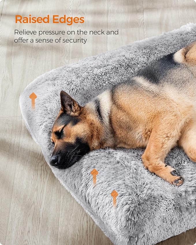 Feandrea Dog Bed, Orthopaedic Dog Sofa Bed for Large Dogs, Waterproof Ped Bed with Removable Washable Cover, 48 x 33.5 x 9.5 Inches, Gray Ombré UPGW234G01-PawvioPets