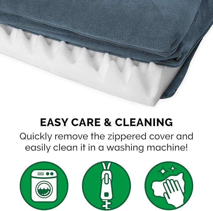 Furhaven Orthopedic Dog Bed for Large Dogs w/ Removable Bolsters & Washable Cover, For Dogs Up to 95 lbs - Sherpa & Chenille Sofa - Orion Blue, Jumbo/XL-PawvioPets