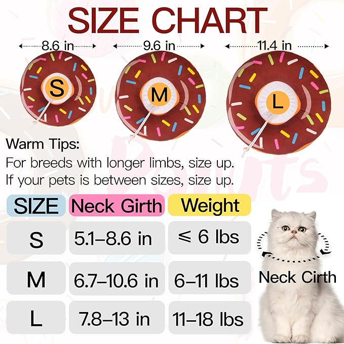 Cat Cone Collar Soft, Cute Cat Donut Collar After Surgery, Adjustable Kitten Recovery Cones to Stop Licking, Lightweight Neck Elizabethan Collars for Cats Kittens (Brown, Small)-PawvioPets