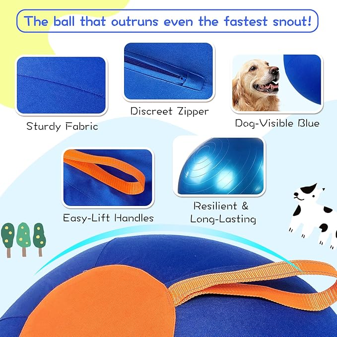 25" Herding Ball for Dogs – Durable Horse Ball Style Dog Toy with Cover – Dog Herding Toy for Outdoor Play, Training & Exercise – Great for Australian Shepherds & Large Breeds-PawvioPets