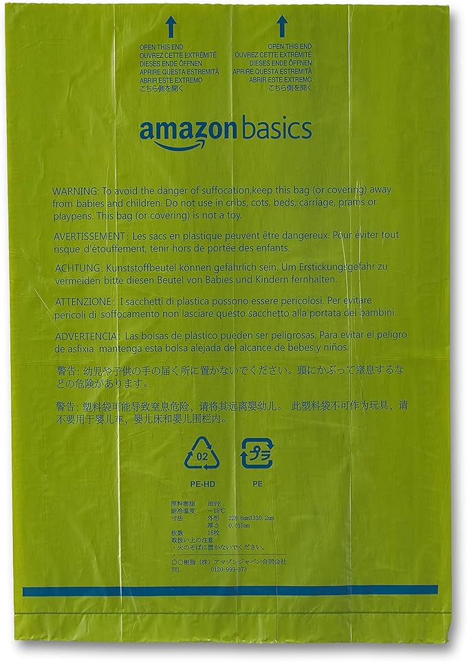 Amazon Basics Dog Poop Bags with Dispenser, 270 Count, Enhanced for Guaranteed Leakproof, Talcum Powder Scented, Includes Leash Clip-PawvioPets