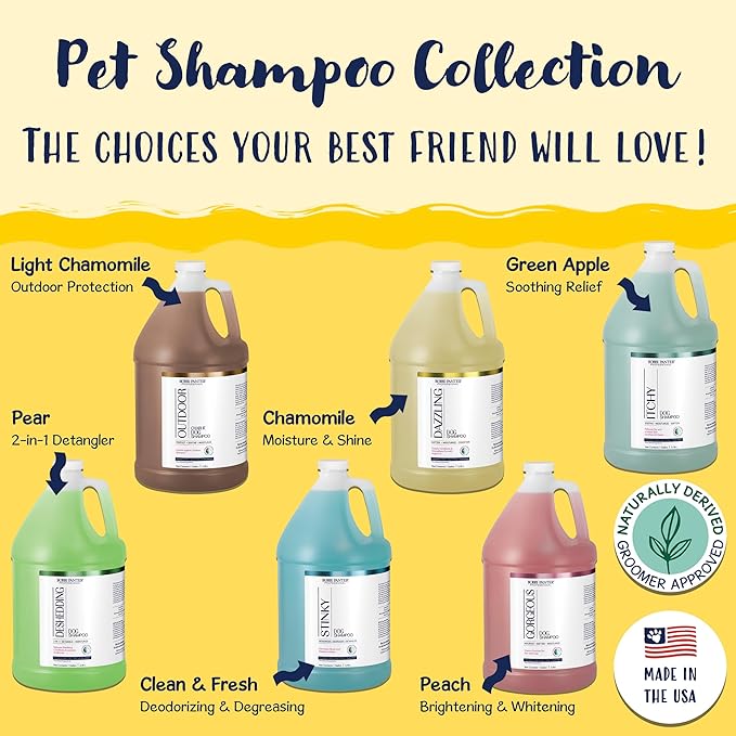 Bobbi Panter Dog Shampoo and Conditioner - Made in USA - All Natural 2-in-1 Formula for Nourish, Detangle & Reduce Shedding - Concentrated 10:1 for Professional Groomers - Pear Scent, 1 Gallon-PawvioPets