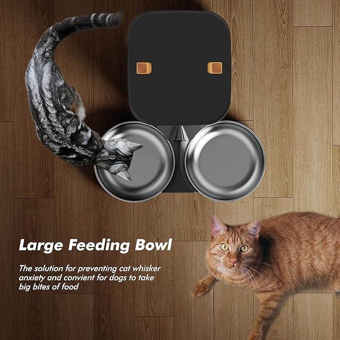 Automatic Cat Feeder for 2 Cats - 8L/34 Cups Large Capacity Auto Cat Food Dispenser with LCD Screen, 2 Food Trays, Timed Feeder, Up to 50 Portions 6 Meals Per Day, Keep Fresh-PawvioPets