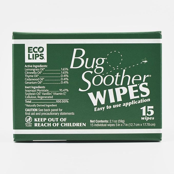 Bug Soother Wipes (15-ct) - Natural Mosquito Repellent & Deterrent - 100% DEET-Free Safe Single-Use Bug Wipes for Adults, Kids, & Pets - Made in USA-PawvioPets