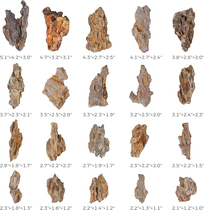 2-4 Inches Natural Dragon Stone 20 PCS Aquarium Rocks for Aquascaping, Aquarium Landscaping, Terrariums, Fish Tank Decoration, Vivariums, Paludarium, Reptile and Amphibian Enclosures-PawvioPets