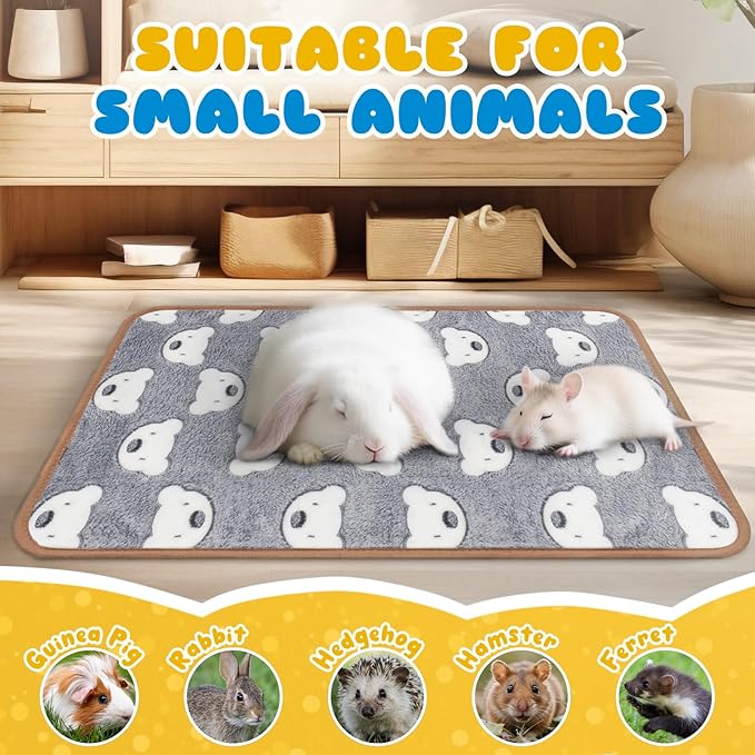 6 Pcs Guinea Pig Bedding Cage Liners Small Animal Flannel Blankets Sleep Mat Absorbent Reusable Pet Pee Bedding Pad Cover for Hamster Ferret Chinchilla Rabbit Hedgehog (16 x 24 Inch, Multi)-PawvioPets