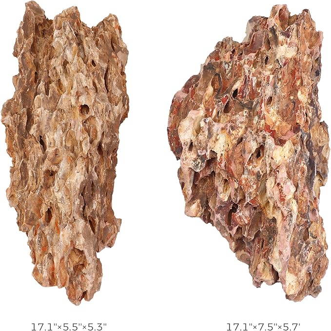 14-16 Inches Natural Dragon Stone 2 PCS Ultra Large Aquarium Rocks for Aquascaping, Aquarium Landscaping, Terrariums, Fish Tank Decoration, Vivariums, Paludarium, Amphibian Enclosures-PawvioPets