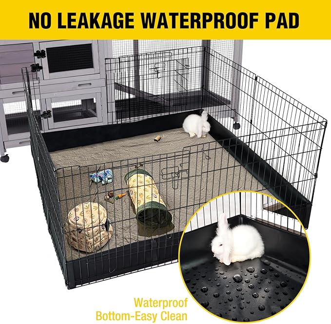 Aivituvin Rabbit Playpen Pet Pen Small Animal Cage with Waterproof Liner - Extension Playpen-PawvioPets