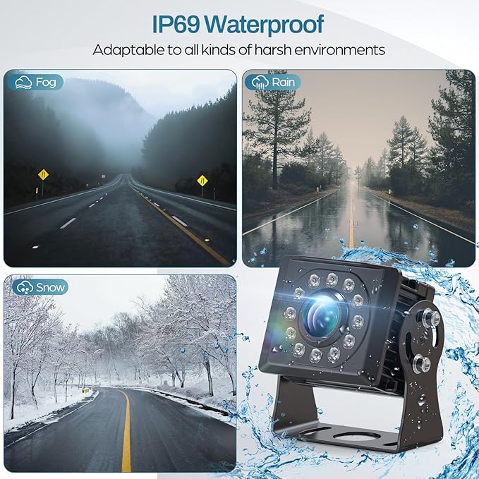 1080P Backup Camera for Truck, 7" IPS Touchscreen Monitor Front and Rear View Dual Cameras, IP69 Waterproof, IR Night Vision for Truck, Trailer, Camper, Included 32GB Card-PawvioPets