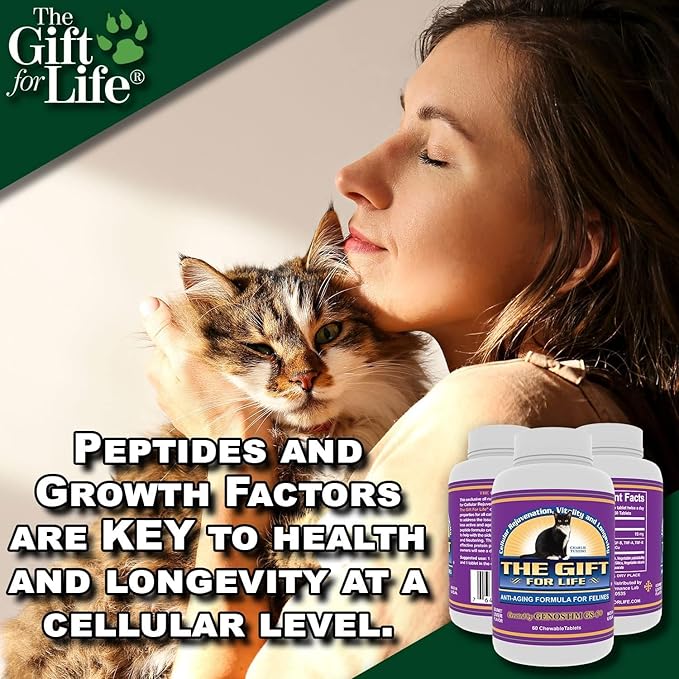 Feline Peptides, Peptides for Cats, Life Extending Cat Supplement, Immune Supplement, Joint Supplement, Skin and Coat Supplement for Cats, 60 Tablets-PawvioPets