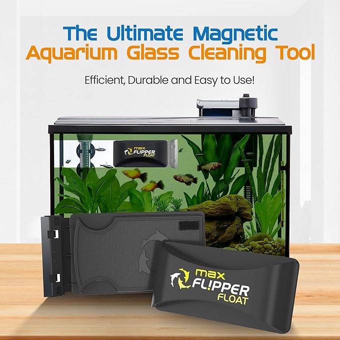 FL!PPER Flipper Cleaner Float - 2-in-1 Floating Magnetic Aquarium Glass Cleaner - Fish Tank - Scrubber & Scraper Aquarium Cleaning Tools – Fish Tank, Max-PawvioPets