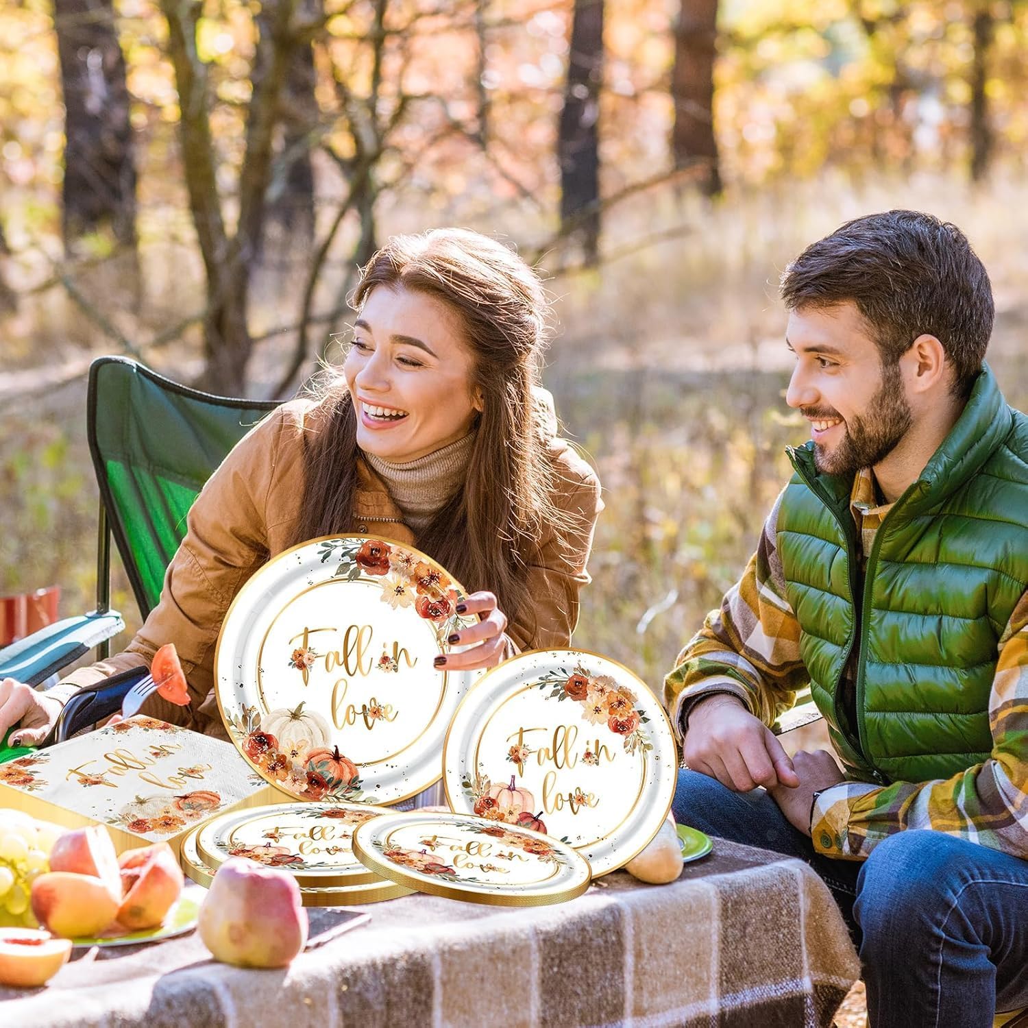 Fall In Love Bridal Shower Decorations - 60Pc Set Includes Plates, Napkins & More for Engagement Parties